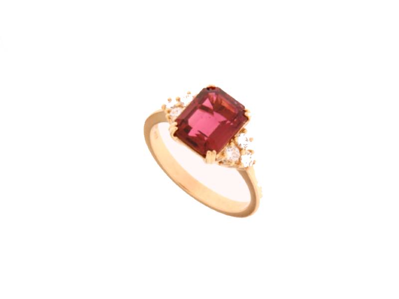PINK TOURMALINE RING WITH DIAMONDS PINK GOLD JUNIOR B A13634/R