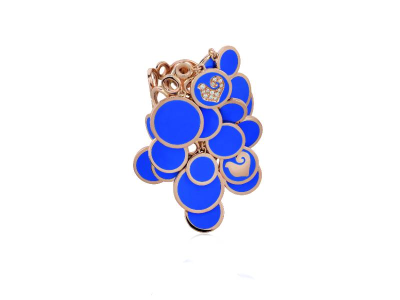 18KT PINK GOLD AND INDIGO ENAMEL RING WITH DIAMONDS PAILLETTES CHANTECLER 38897