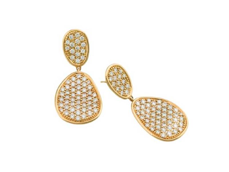 18KT YELLOW GOLD PENDANT EARRINGS WITH DIAMONDS LUNARIA ALTA MARCO BICEGO OB1432