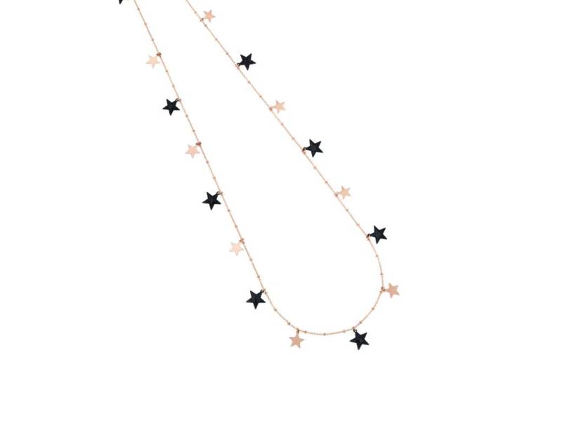 NECKLACE WITH SEVENTEEN STARS IN BLACK ENAMEL AND ROSE GOLD SMALTI  MAMAN ET SOPHIE CL06317
