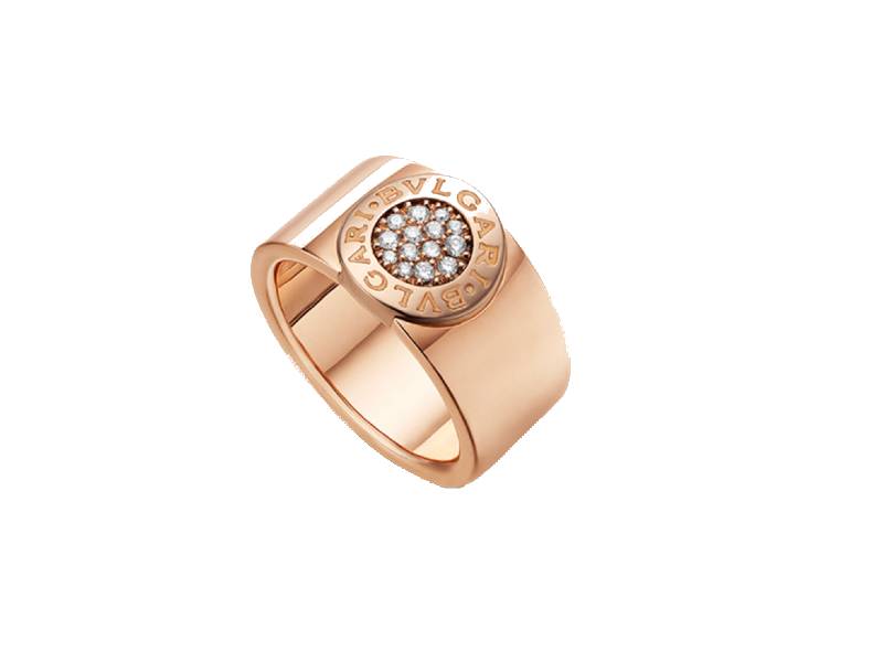Rose gold band ring with diamonds bulgari bulgari bulgari an857275