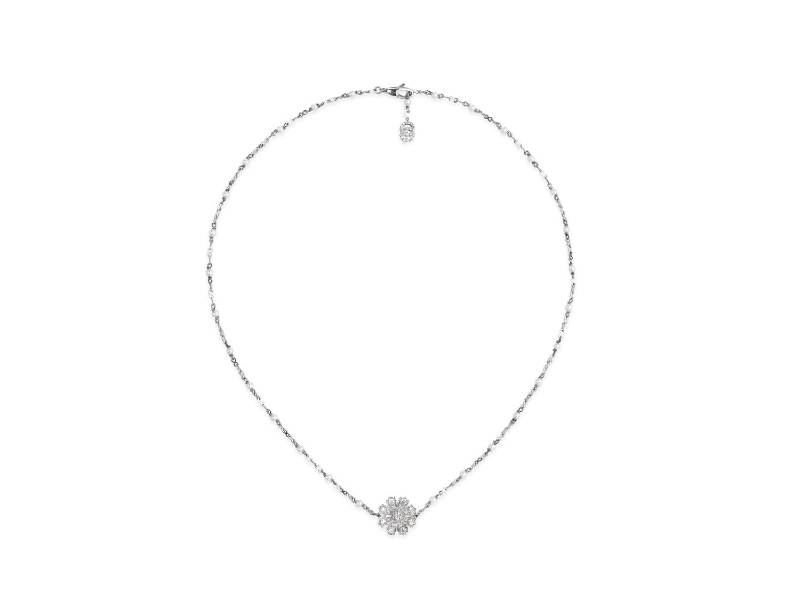 WHITE GOLD NECKLACE WITH DIAMONDS FLORA GUCCI YBB58180900100U