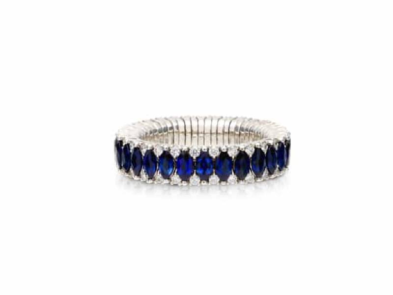 STRETCH RING IN WHITE GOLD, BLUE SAPPHIRES AND WHITE DIAMONDS CASHMERE ROBERTO DEMEGLIO 39ANN02ZB