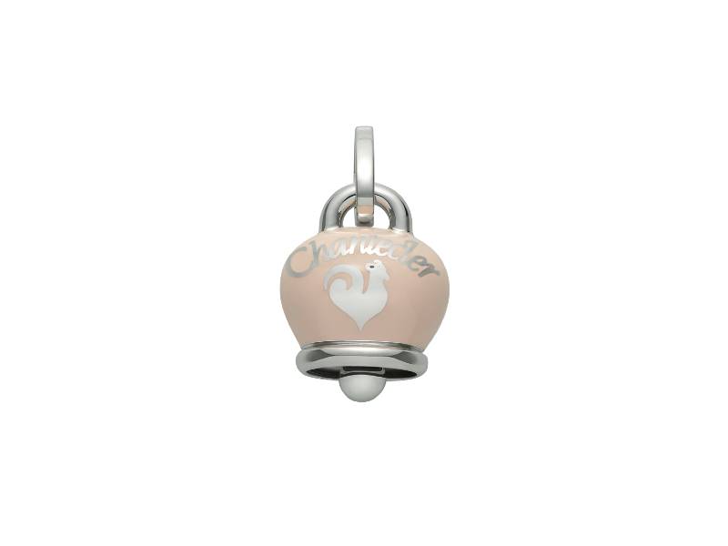 SILVER PENDANT BIG CAMPANELLA (BELL)  WITH PINK ENAMEL ET VOILA 'CHANTECLER 36409