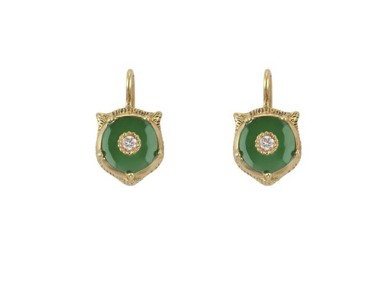 YELLOW GOLD EARRINGS WITH JADE AND DIAMONDS LE MARCHÉ DES MERVEILLES GUCCI YBD50283100100U