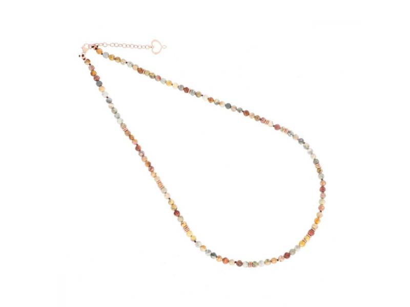 SILVER NECKLACE WITH BROWN JASPER GENDERLESS MAMAN ET SOPHIE GCGENDIA