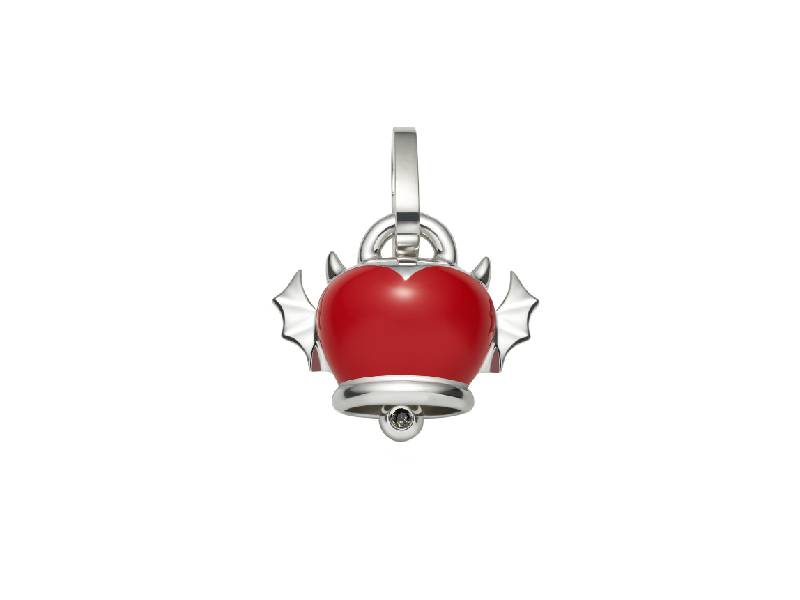 MEDIUM EVIL CAMPANELLA PENDANT IN SILVER, RED ENAMEL AND BLACK DIAMOND ET VOILA' CHANTECLER 37046