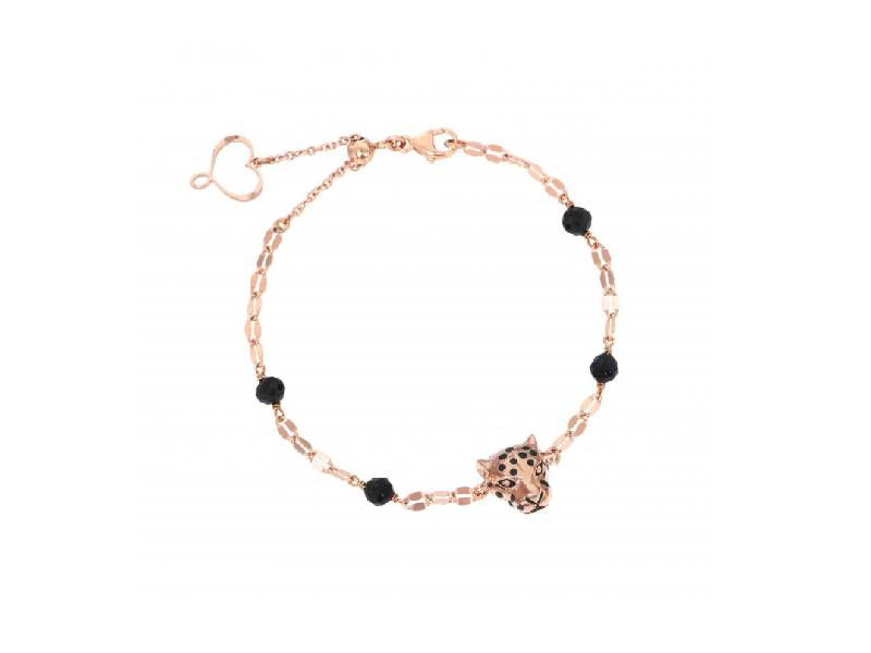 CHAIN BRACELET WITH ROSE GOLD-PLATED LEOPARD AND SPINEL STONES WE HEART MAMAN ET SOPHIE BPLEOROQ