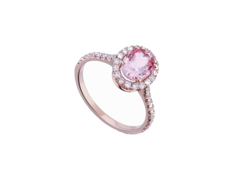 RING IN ROSE GOLD AND KUNZITE WITH DIAMONDS WORLD DIAMOND GROUP ACL070DIKZ6