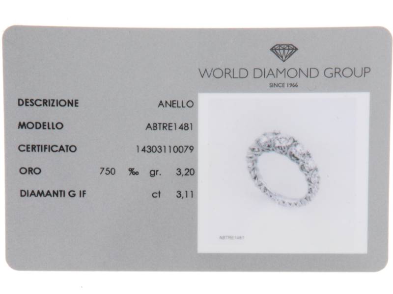 ANELLO ETERNITY A SCALARE ORO BIANCO E DIAMANTI GRACE WORLD DIAMOND GROUP ABTRE1481