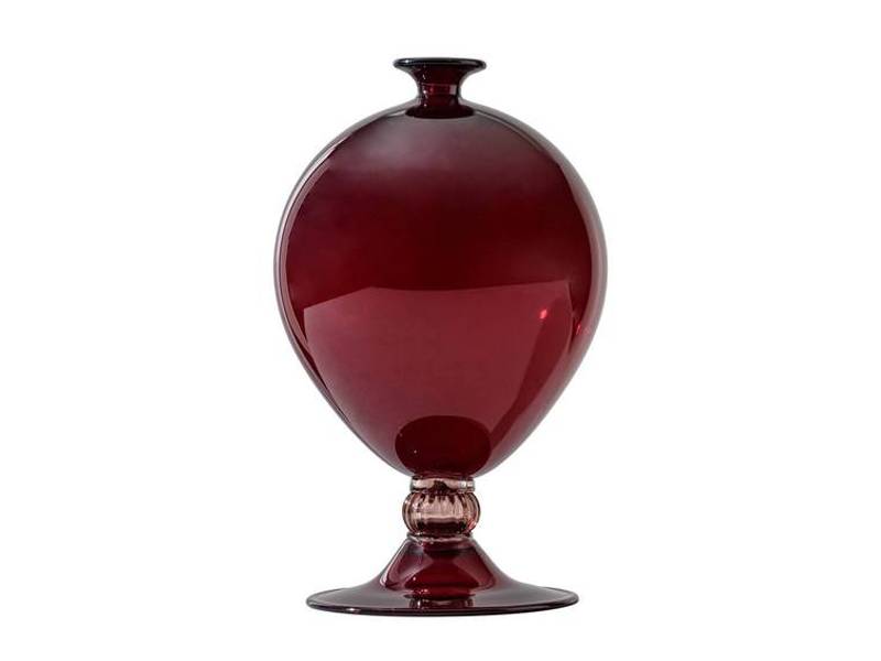 VASO VERONESE ROSSO SANGUE DI BUE DECORO ROSA CIPRIA  ED.NUMERATA VENINI 600.01