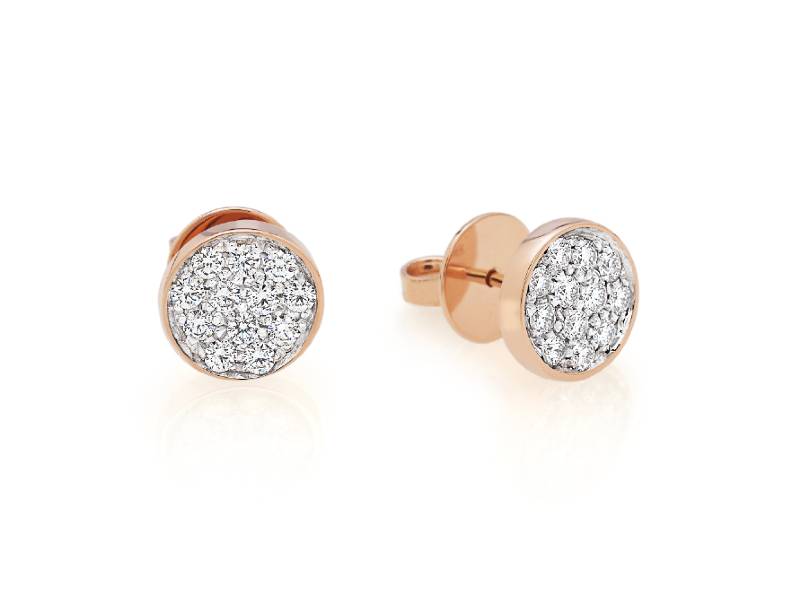 18KT ROSE GOLD STUD EARRINGS WITH WHITE DIAMONDS PAVE' PAILLETTES CHANTECLER 41407