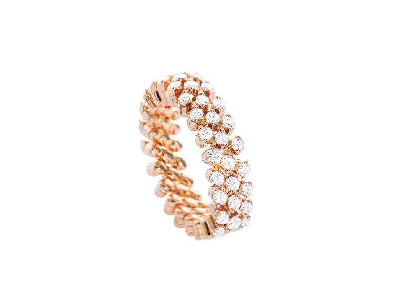 “BREVETTO” MULTISIZE RING ROSE GOLD AND DIAMONDS 3 ROWS SERAFINO CONSOLI RMS 3F2 RG WD