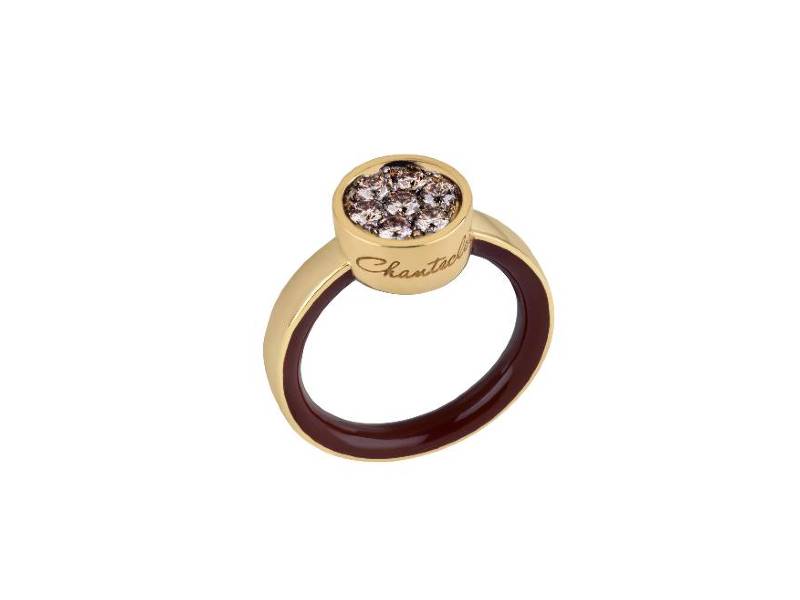 YELLOW GOLD, CARAMEL ENAMEL AND CHAMPAGNE DIAMONDS RING PAILLETTES CHANTECLER 41270