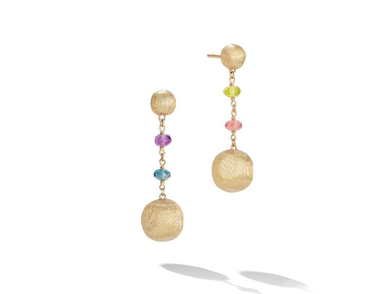 PENDANT EARRINGS YELLOW GOLD AND GEM STONES MARCO BICEGO AFRICA OB1157-MIX02