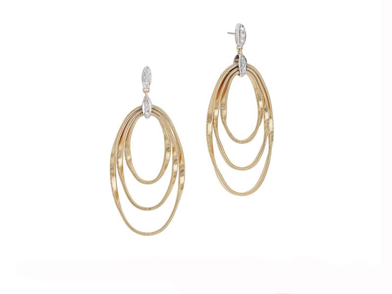 PENDANT EARRINGS WITH CONCENTRIC OVALS IN YELLOW GOLD AND DIAMONDS MARRAKECHONDE MARCO BICEGO OG373-B