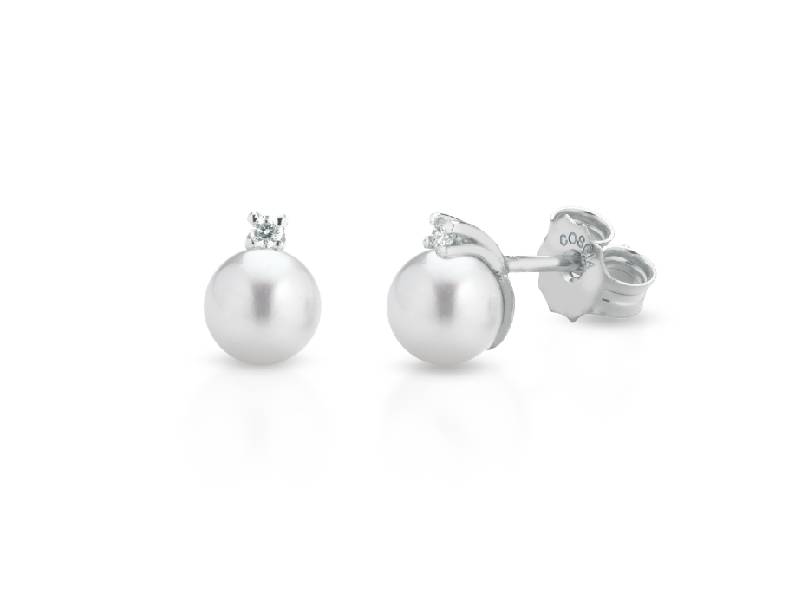 WHITE GOLD EARRINGS WITH AKOYA PEARLS AND DIAMONDS COSCIA LBEAAKFL