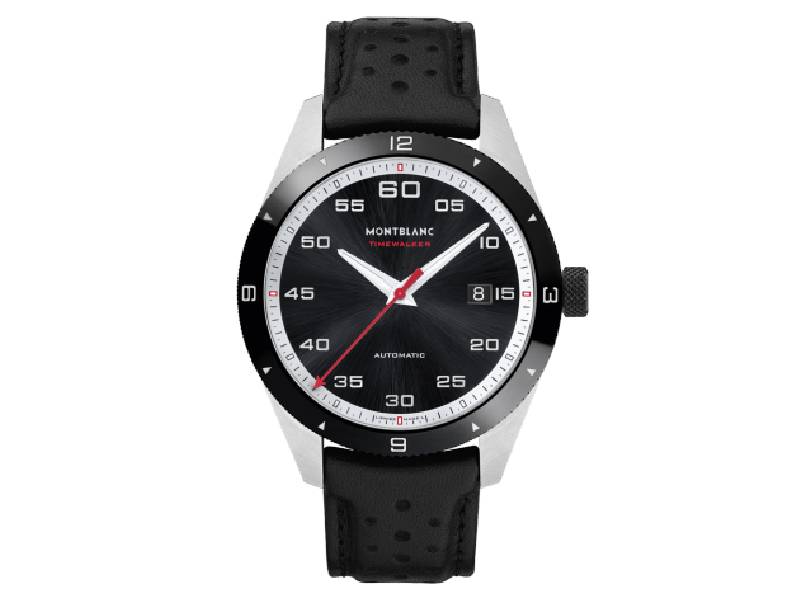 AUTOMATIC MEN'S WATCH STAINLESS STEEL/LEATHER WITH CERAMIC BEZEL TIMEWALKER MONTBLANC 116061