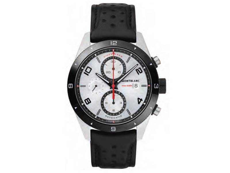 CHRONOGRAPH AUTOMATIC MEN'S WATCH STAINLESS STEEL/LEATHER WITH CERAMIC BEZEL TIMEWALKER MONTBLANC 116100