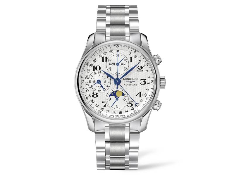CHRONOGRAPH MOON-PHASE AUTOMATIC MEN'S WATCH STEEL/STEEL MASTER COLLECTION LONGINES L2.673.4.78.6
