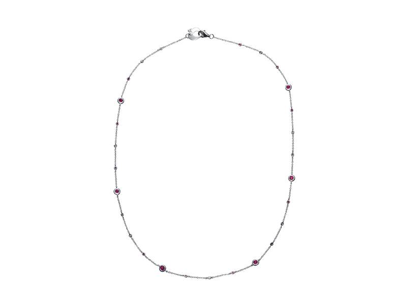 18KT WHITE GOLD SHORT NECKLACE WITH DIAMONDS AND RUBIES ACCESSORI CHANTECLER 35121