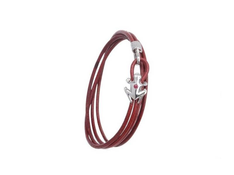 BRACCIALE IN CUOIO CON RANA IN ARGENTO E TOPAZIO HAPPY FROG DADA ARRIGONI