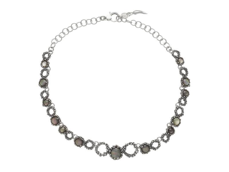 SILVER NECKLACE WITH MOTHER OF PEARLS AND HYALINE QUARTZ MINI MAUI GIOVANNI RASPINI 10680