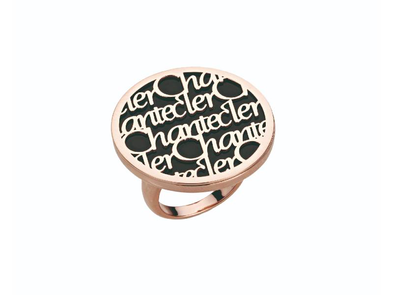 9KT ROSE GOLD RING WITH BLACK ENAMEL POUR PARLER CHANTECLER 29946