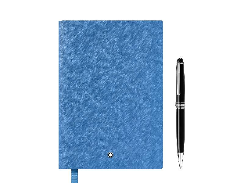 SET REGALO CON PENNA A SFERA CLASSIQUE PLATINUM MEISTERSTUCK E BLOCCO NOTE #146 BLU TECHNICOLOR MONTBLANC 124172