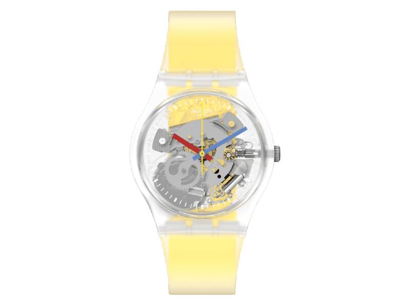 SWATCH CLEARLY YELLOW STRIPED MONTHLY DROPS GE291