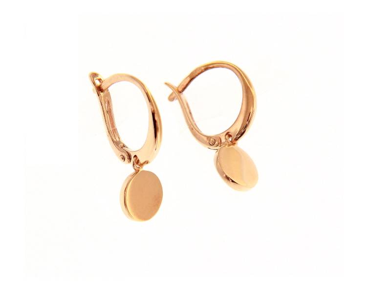 18 KT ROSE GOLD HOOK EARRINGS WITH CIRCLE MOTIF 228491