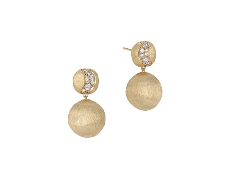 ORECCHINI ORO GIALLO DOPPIA SFERA CON PAVE' DI DIAMANTI MARCO BICEGO AFRICA OB1590-B