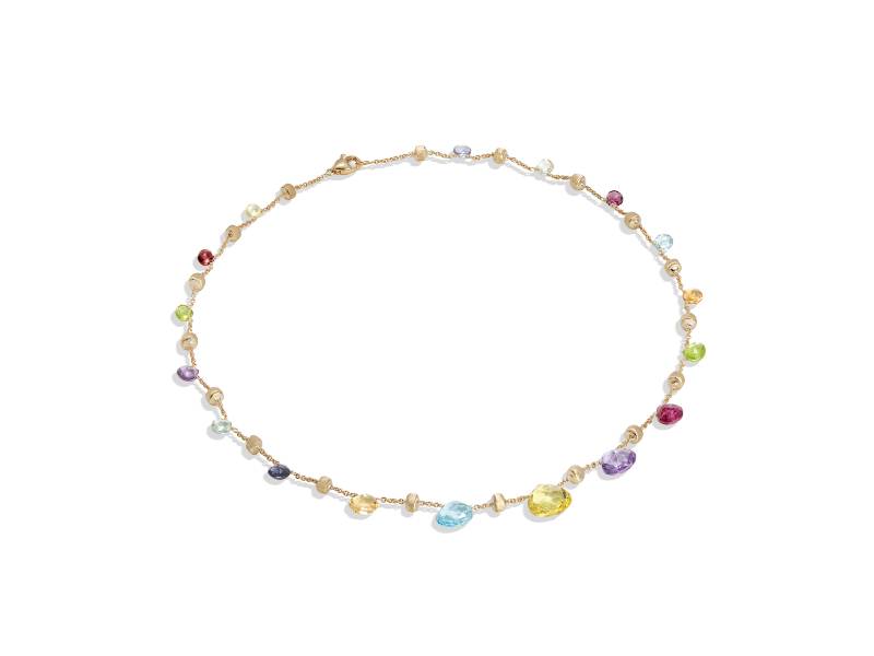 18KT YELLOW GOLD MULTICOLOURED NECKLACE WITH DEGRADE' SEQUENCE OF GEMSTONES PARADISE MARCO BICEGO CB1865-MIX01