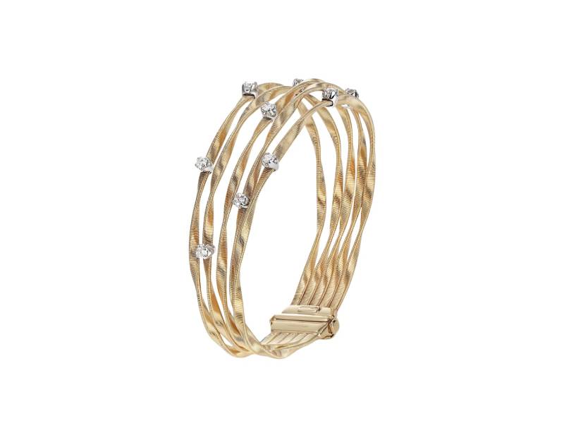 18KT YELLOW GOLD FIVE STRAND BRACELET WITH DIAMONDS MARRAKECH MARCO BICEGO BG340-B