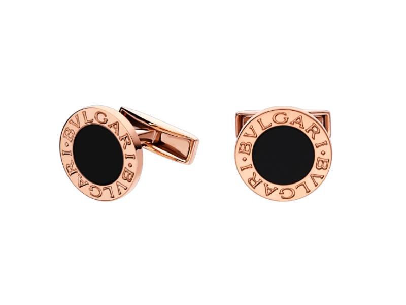 PINK GOLD CUFFLINKS WITH ONYX BULGARI BULGARI BULGARI 344429