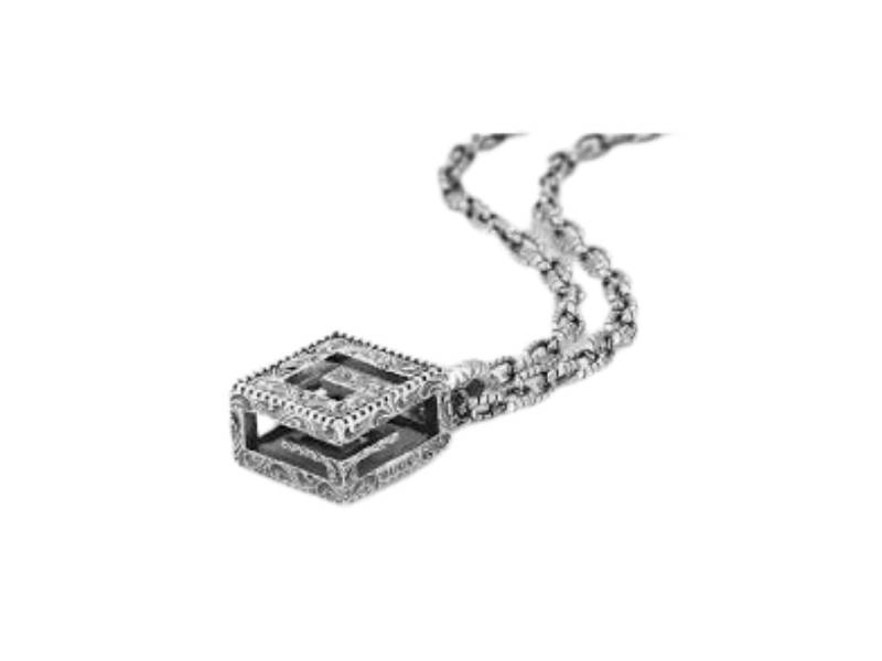 SILVER NECKLACE WITH SQUARE G CROSS GCUBE GUCCI YBB55276800100U