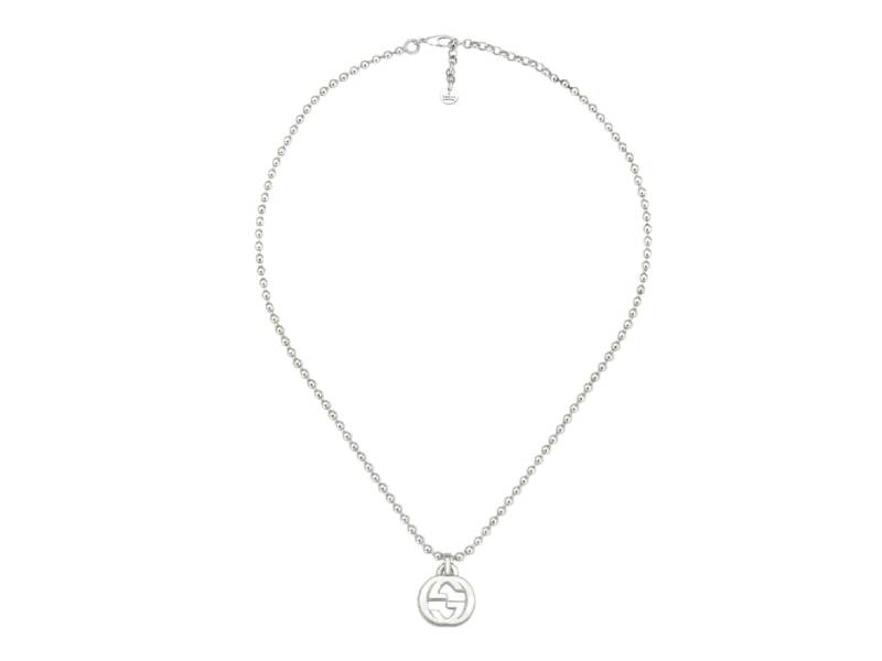 SILVER NECKLACE WITH GG PENDANT INTERLOCKING GUCCI YBB47921900100U