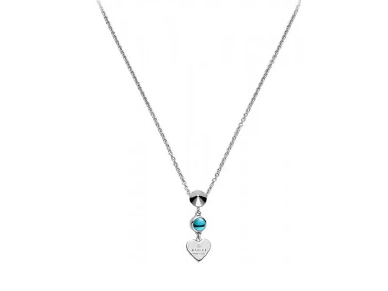 COLLANA ARGENTO CON CUORE E TOPAZIO AZZURRO  GUCCI TRADEMARK YBB32587100