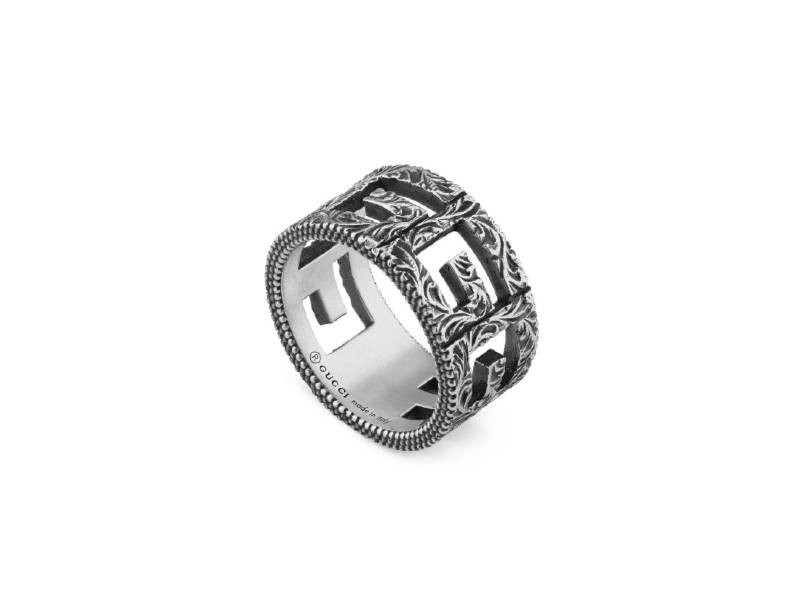 MEDIUM G SQUARE SILVER RING GCUBE GUCCI YBC5519180010