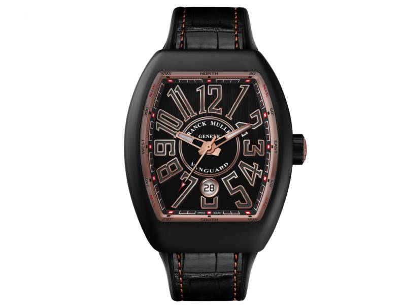 AUTOMATIC MEN'S WATCH TITANIUM-BLACK PVD COATING/LEATHER VANGUARD FRANCK MULLER V 45 SC DT NR BR