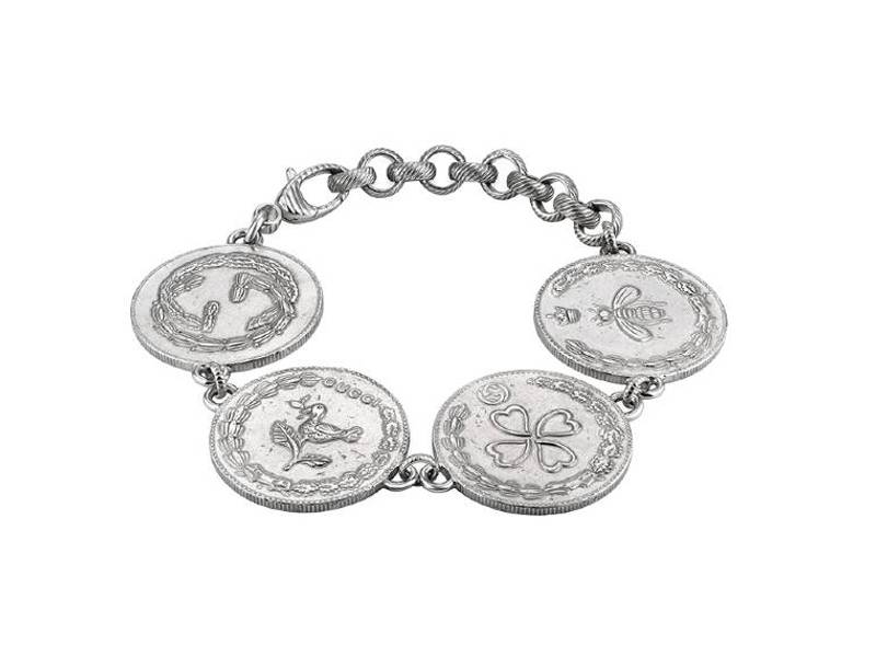 SILVER BRACELET WITH 4 CHARMS COIN GUCCI YBA4321790010