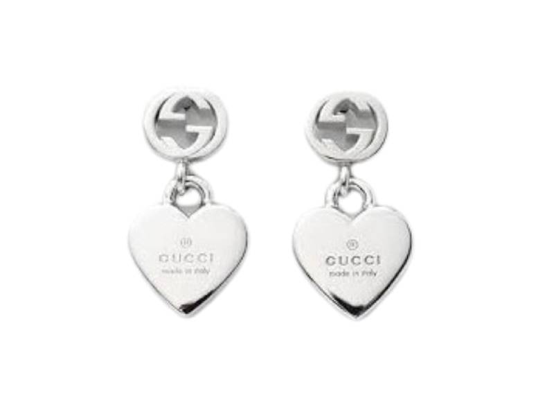 ORECCHINI ARGENTO CON LOGO GG E CUORE PENDENTE TRADEMARK GUCCI YBD35625400100U