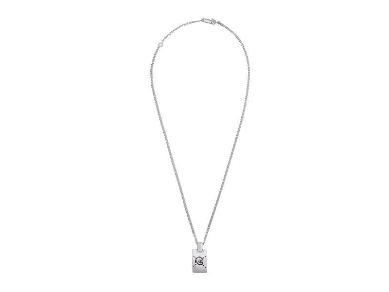 COLLANA GUCCI IN ARGENTO PIASTRA GHOST YBB45531500100U