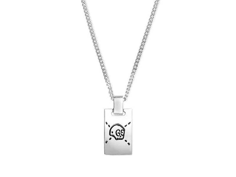 GUCCI GHOST PLATE SILVER NECKLACE YBB45531500100U