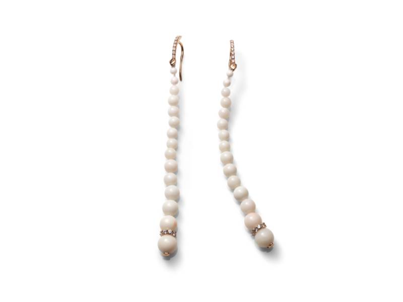 LONG EARRINGS IN WHITE CORAL WITH DIAMONDS CHERIE CHANTECLER 34855