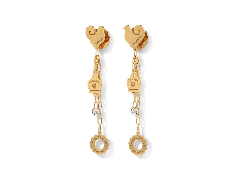 PENDANT EARRINGS WITH SYMBOLS IN YELLOW GOLD AND DIAMONDS ANIMA 70 CHANTECLER 38523
