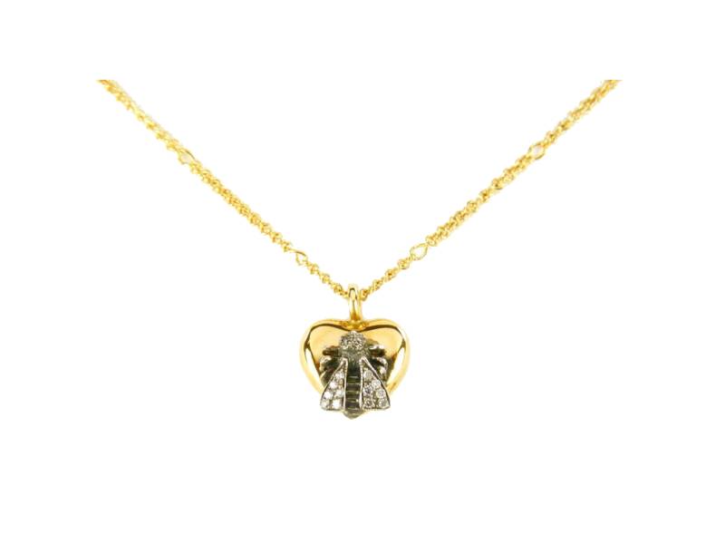 GIROCOLLO IN ORO GIALLO CON CUORE E APE CON DIAMANTI BEE & HEART GUCCI YBB43378100100U