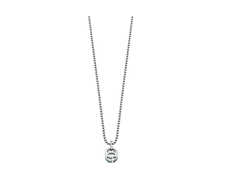 GUCCI NECKLACE IN WHITE GOLD AND DIAMONDS GG RUNNING YBB35711900100U
