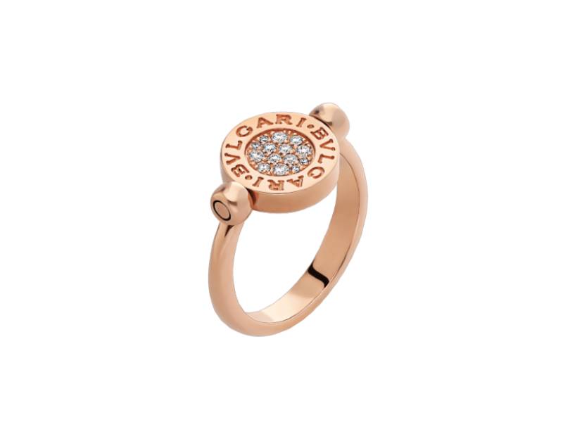 18KT ROSE GOLD FLIP RING WITH MOTHER OF PEARL AND DIAMONDS BULGARI BULGARI BULGARI AN857171