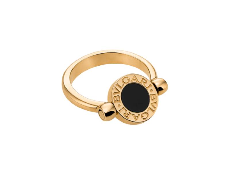 18KT YELLOW GOLD FLIP RING WITH MOTHER OF PEARL AND ONYX BULGARI BULGARI BULGARI AN857191